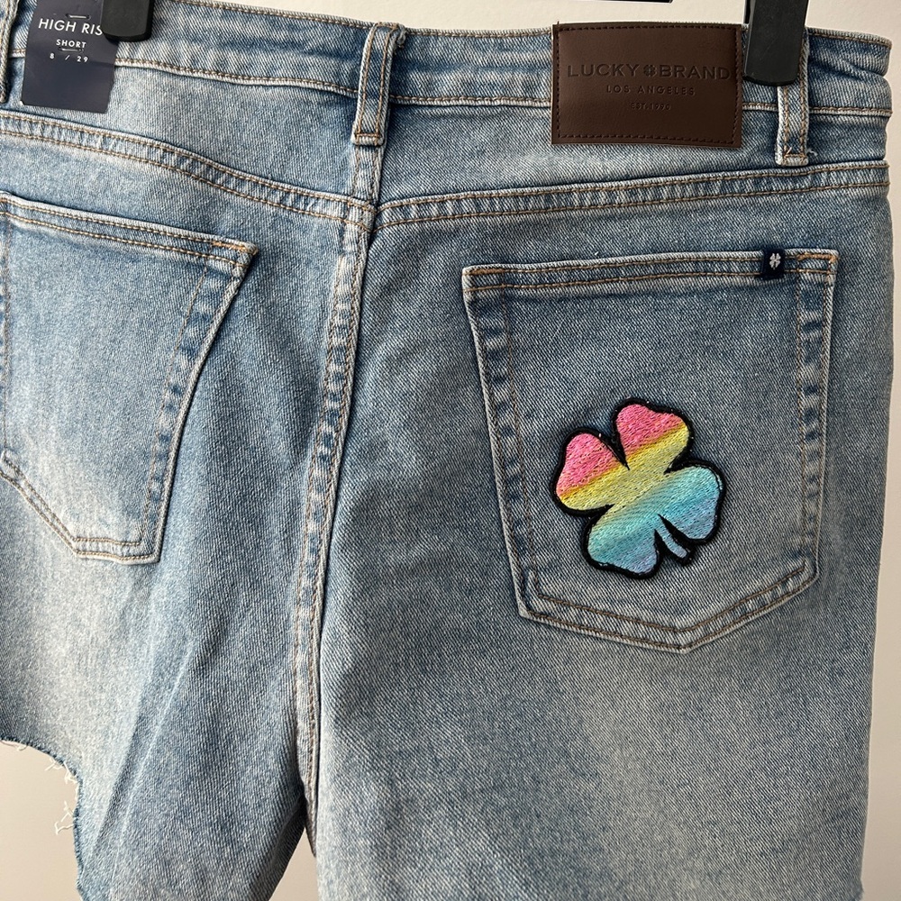 Lucky Brand High Rise Blue Jeans with Distressed Details